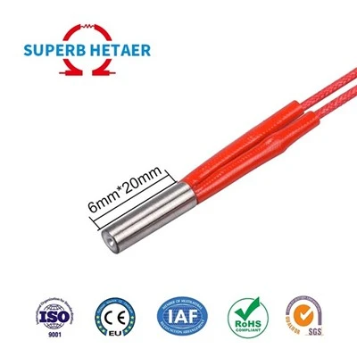 Ekstruder Parçaları İçin 6 * 20mm 3D Yazıcı Isıtıcı Kartuşu